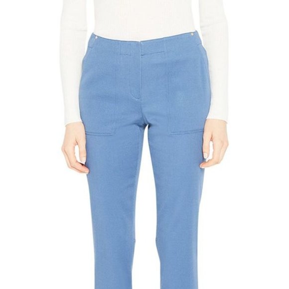 Theory Pants - Theory Treeca TS Drape Cotton Blend Crop Pants in Steel Blue